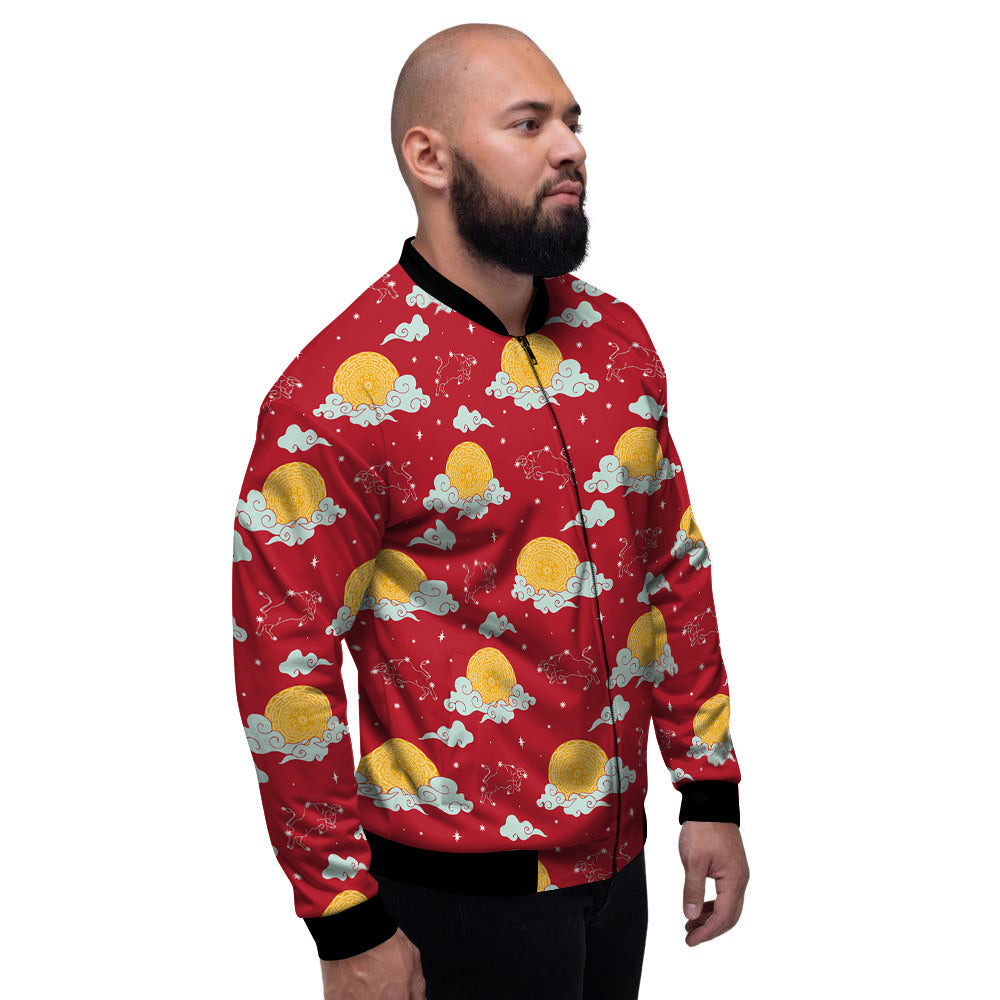 Zodiac Taurus Sky Chinese Year Print Pattern Men's Bomber Jacket-grizzshop