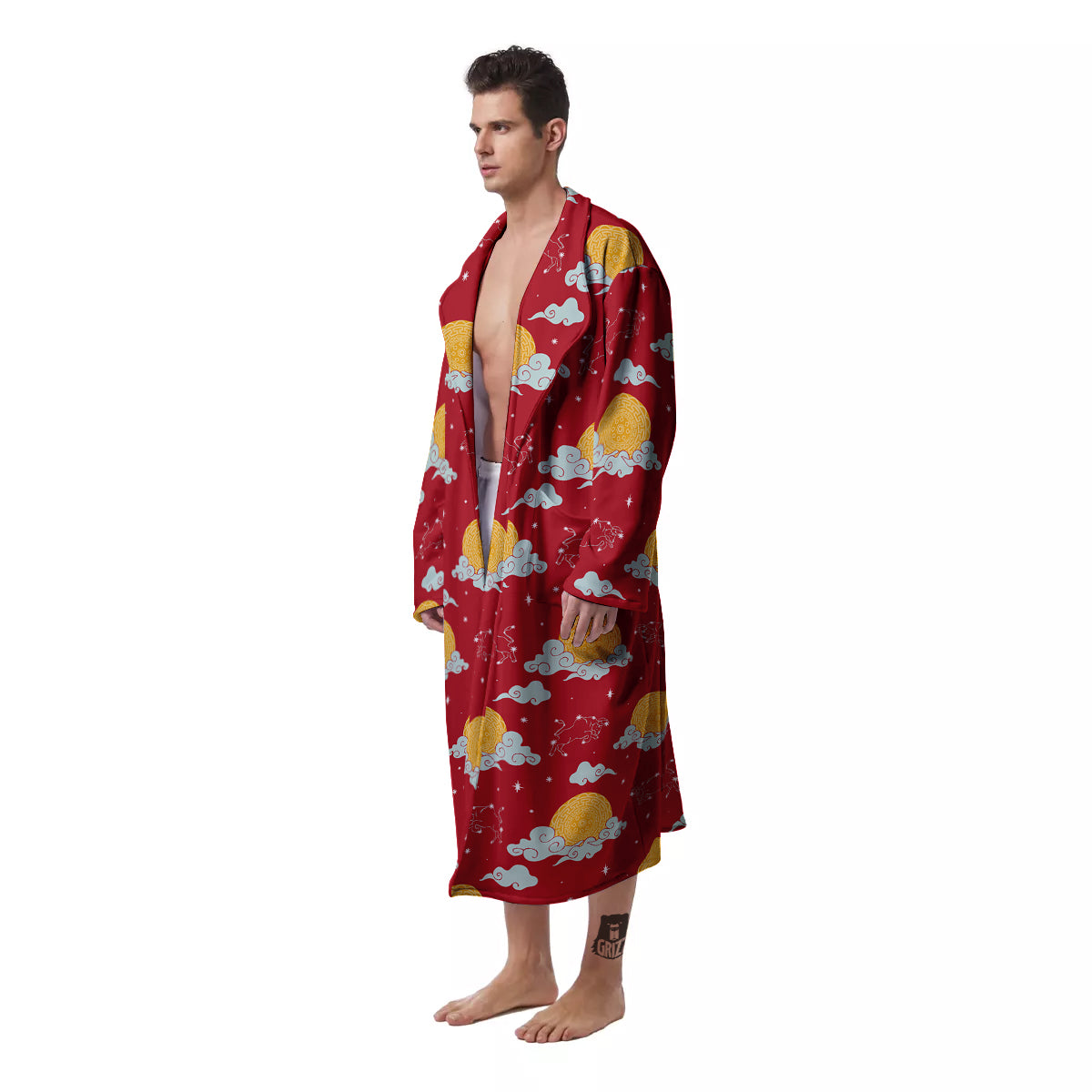 Zodiac Taurus Sky Chinese Year Print Pattern Men's Robe-grizzshop