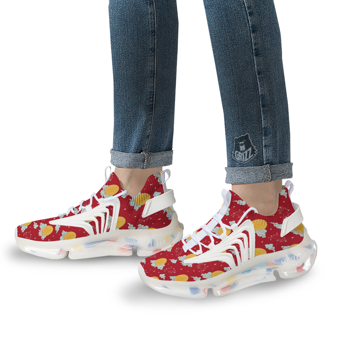 Zodiac Taurus Sky Chinese Year Print Pattern White Gym Shoes-grizzshop