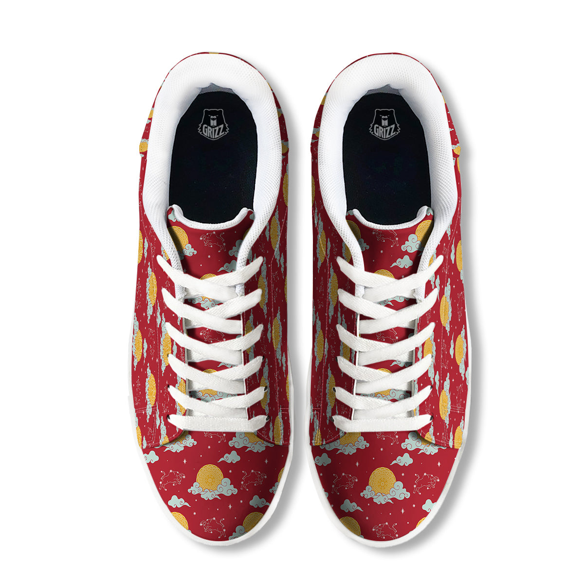 Zodiac Taurus Sky Chinese Year Print Pattern White Low Top Sneakers-grizzshop