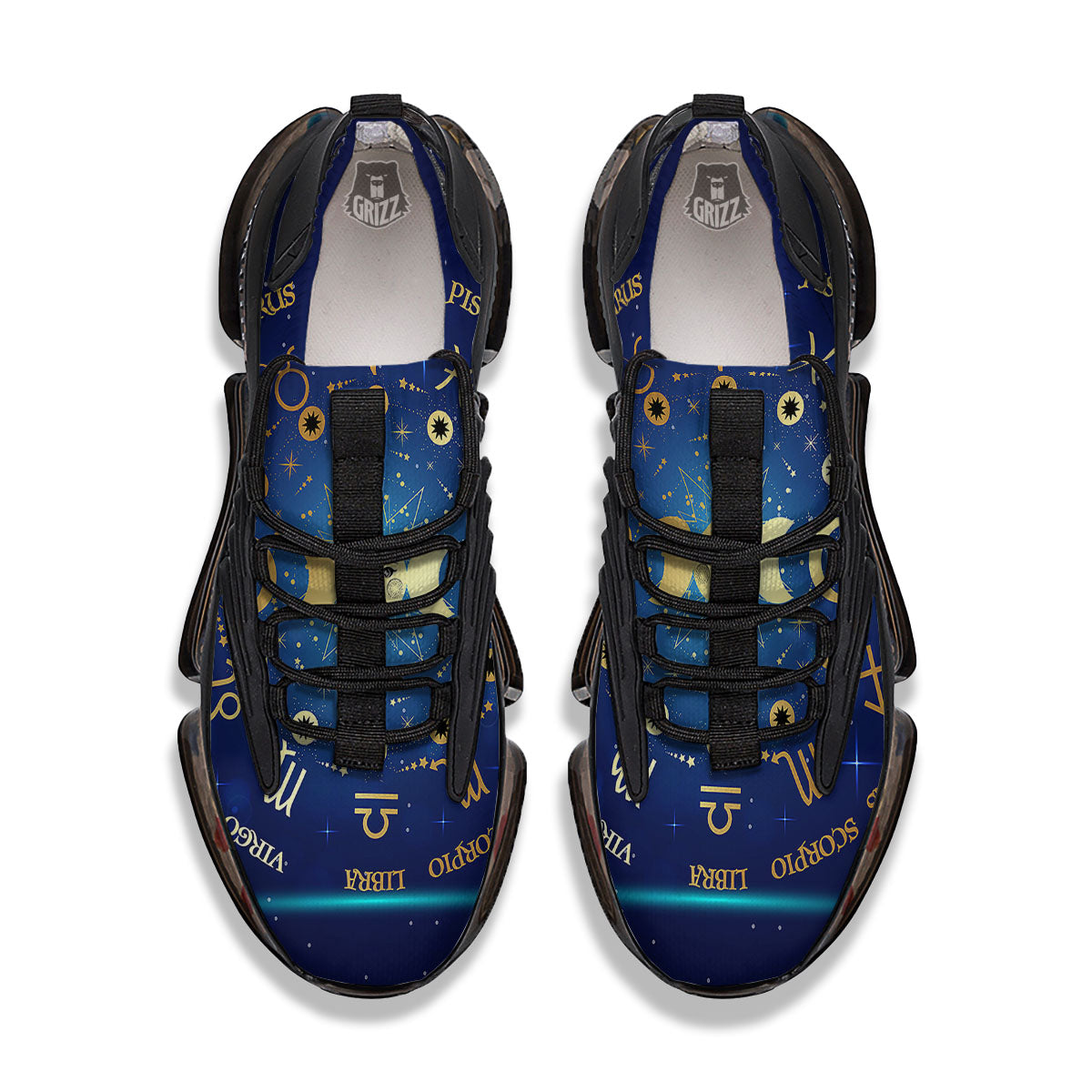 Zodiac Wheel Galaxy Print Black Gym Shoes-grizzshop