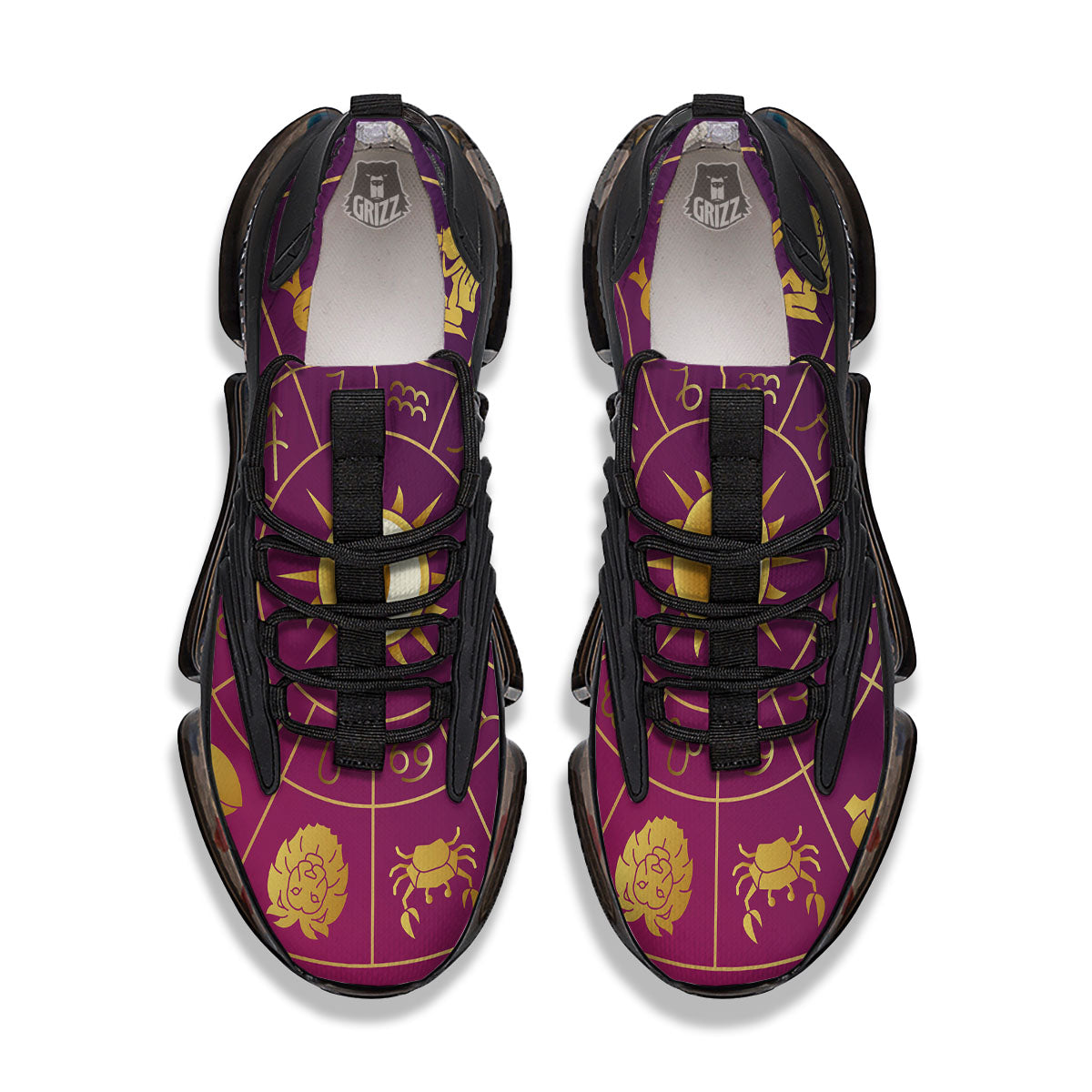 Zodiac Wheel Symbols Print Black Gym Shoes-grizzshop