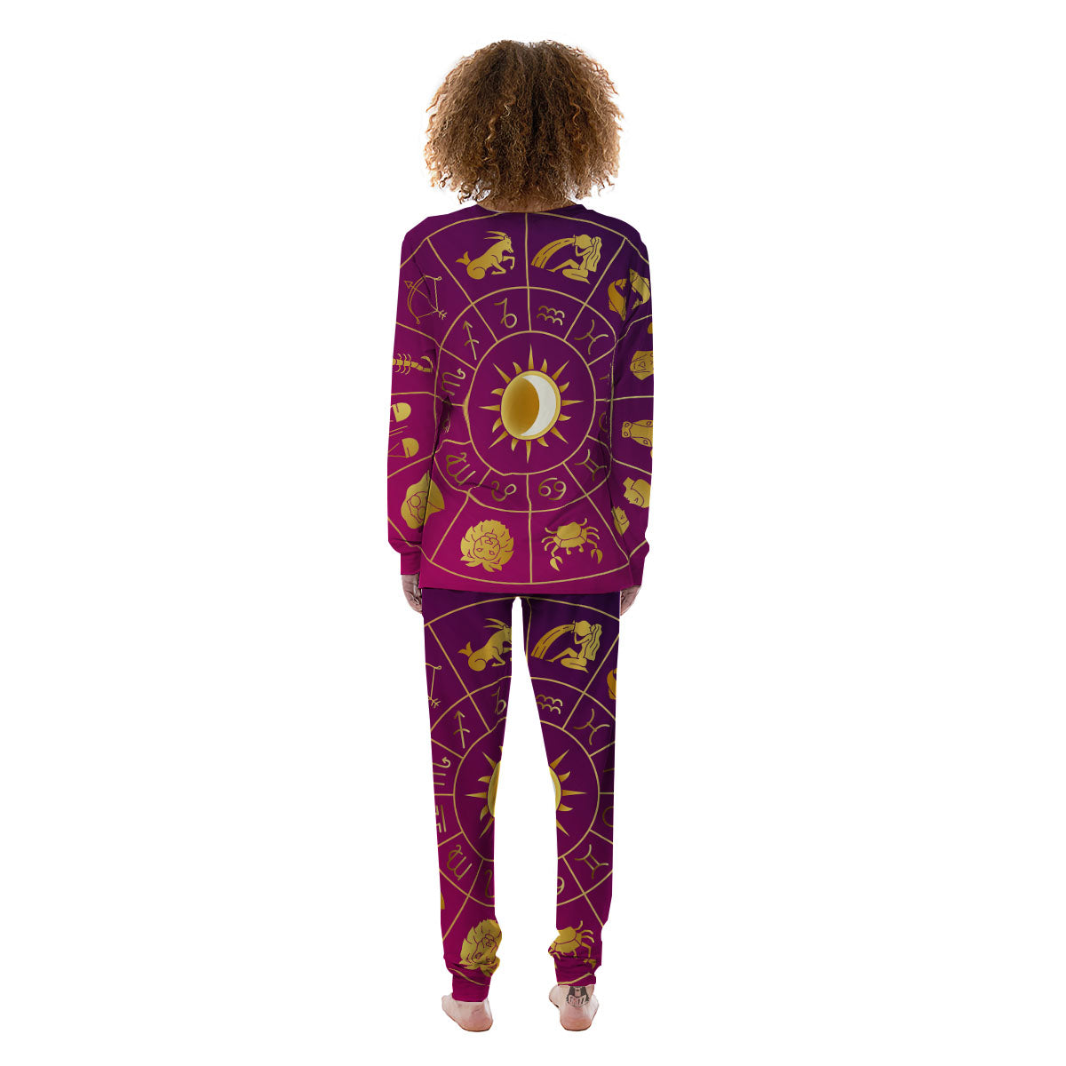 Zodiac Wheel Symbols Print Women's Pajamas-grizzshop