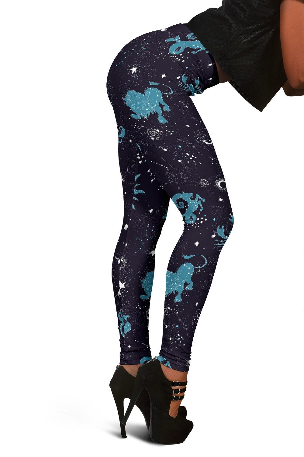 Zodiac Constellation Pattern Print Women Leggings-grizzshop