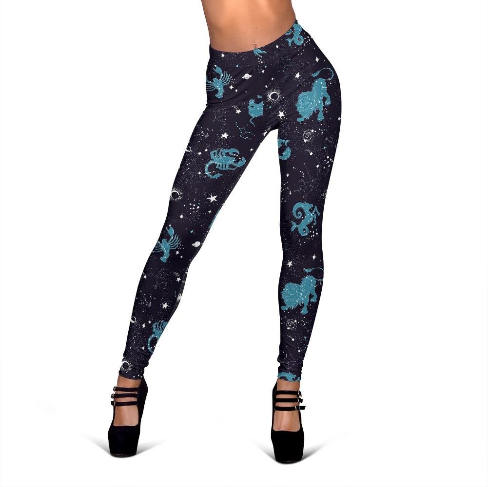 Zodiac Constellation Pattern Print Women Leggings-grizzshop