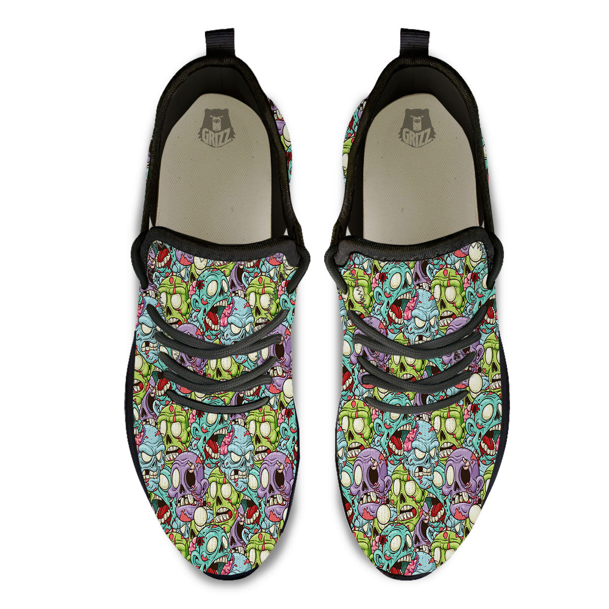 Zombie Bloody Print Pattern Black Athletic Shoes-grizzshop