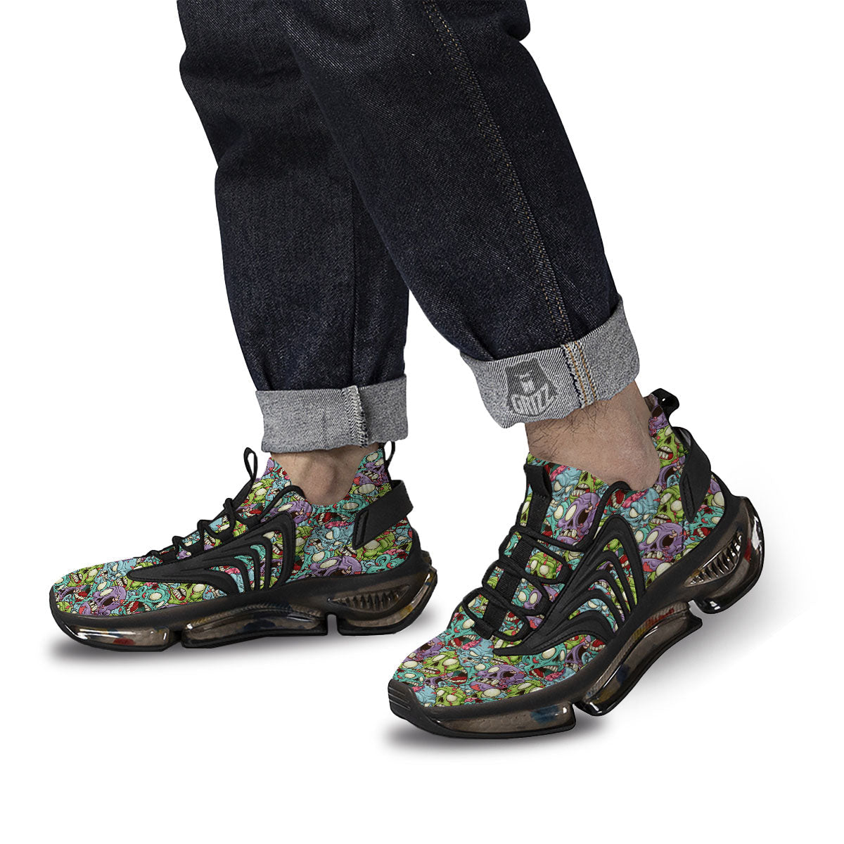 Zombie Bloody Print Pattern Black Gym Shoes-grizzshop