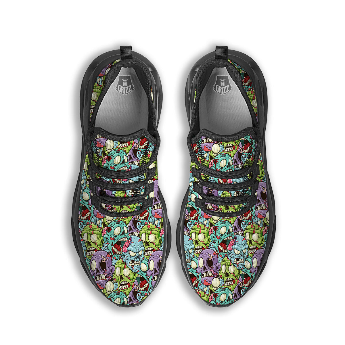 Zombie Bloody Print Pattern Black Running Shoes-grizzshop