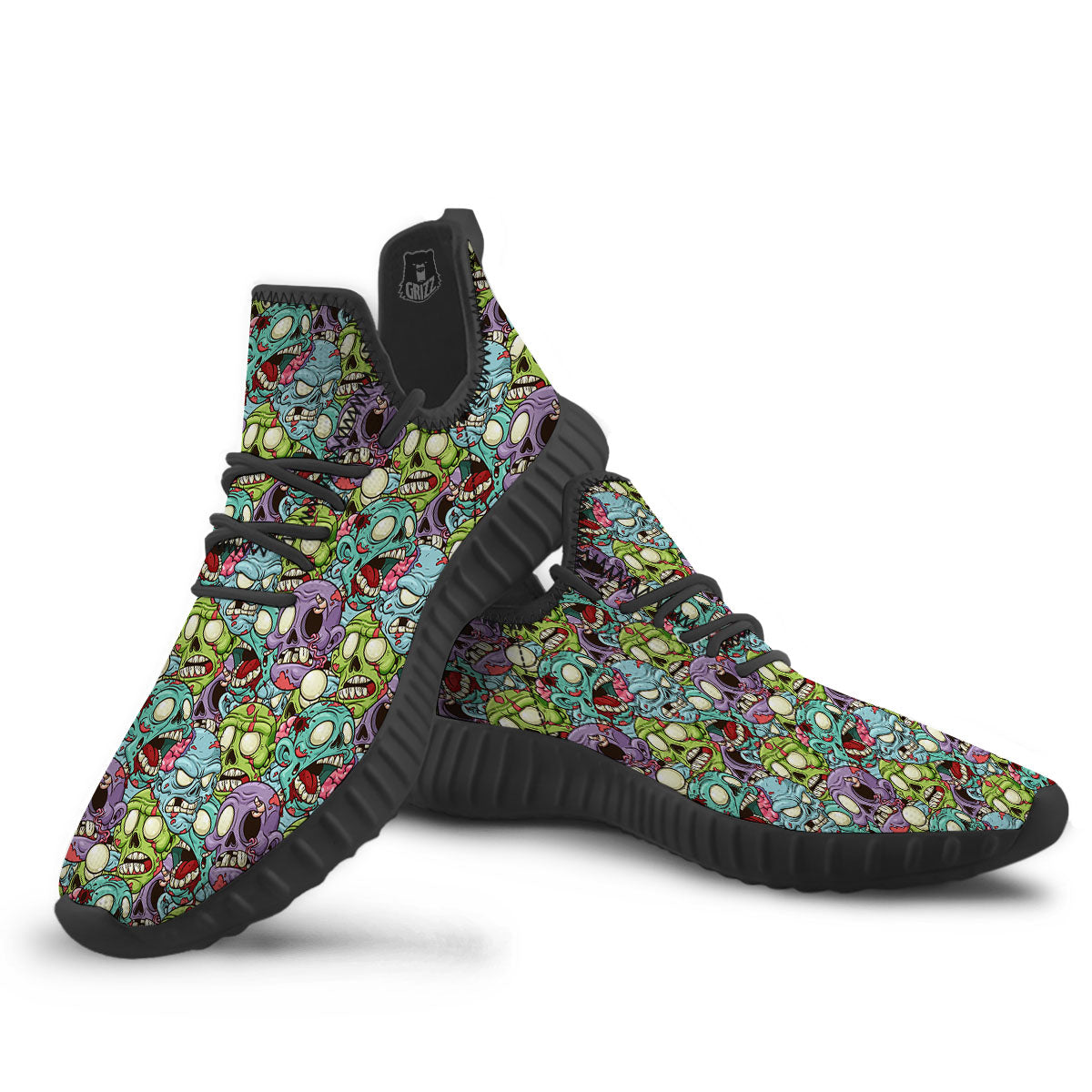 Zombie Bloody Print Pattern Black Walking Shoes-grizzshop