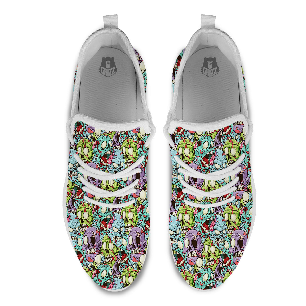 Zombie Bloody Print Pattern White Athletic Shoes-grizzshop
