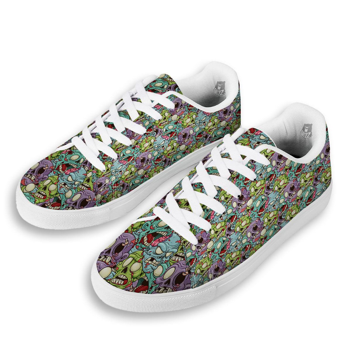 Zombie Bloody Print Pattern White Low Top Sneakers-grizzshop
