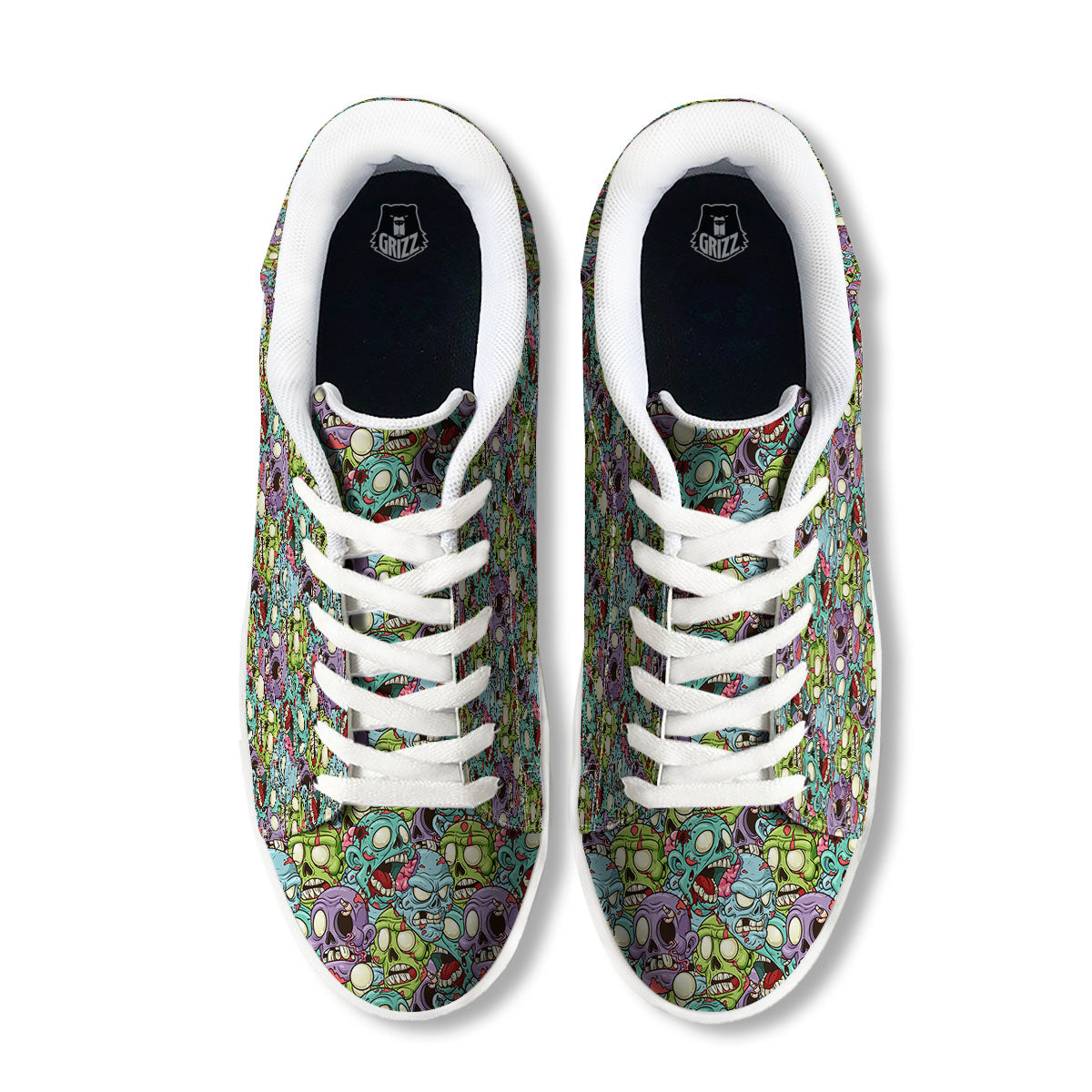 Zombie Bloody Print Pattern White Low Top Sneakers-grizzshop