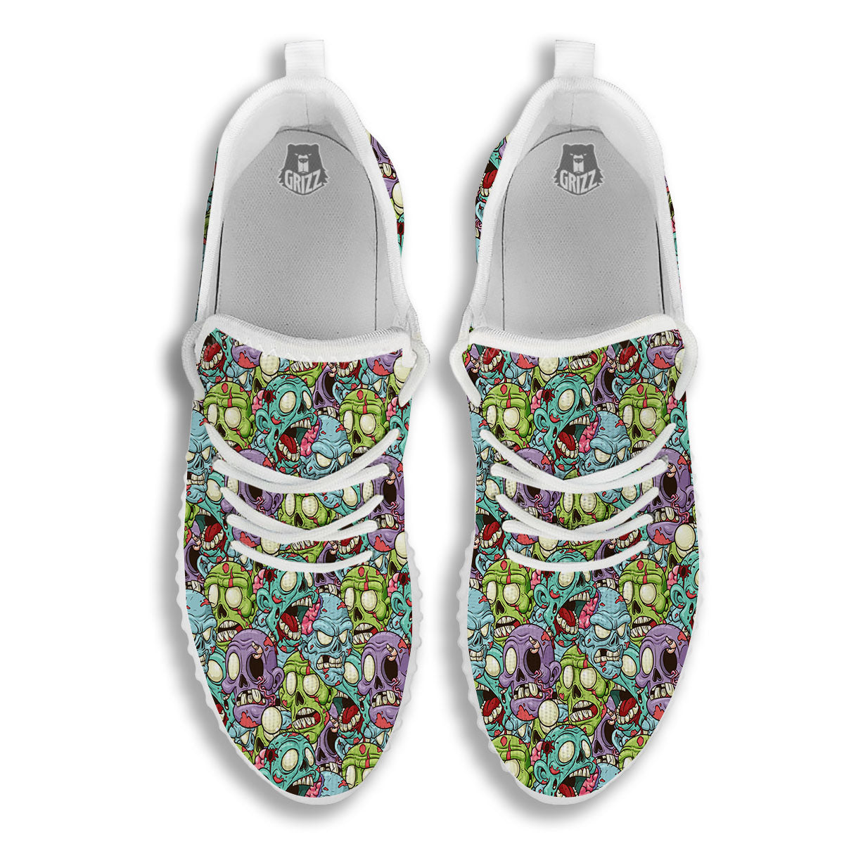 Zombie Bloody Print Pattern White Walking Shoes-grizzshop