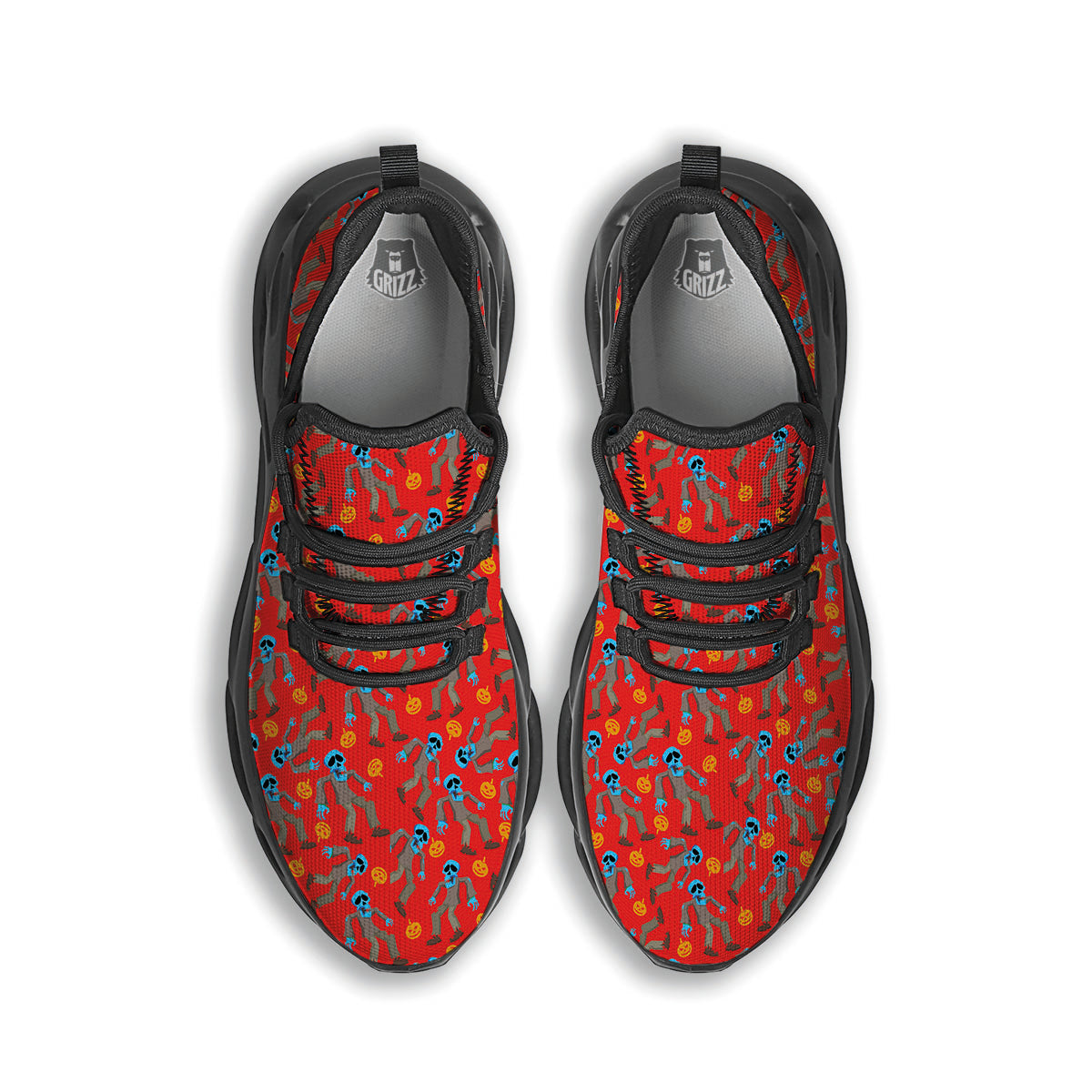 Zombie Blue Print Pattern Black Running Shoes-grizzshop