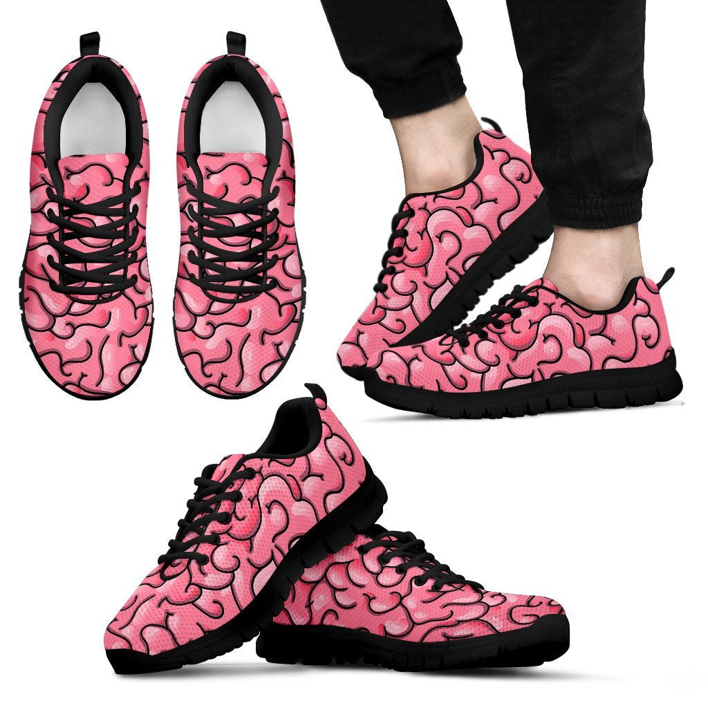 Zombie Brain Halloween Pattern Print Black Sneaker Shoes For Men Women-grizzshop
