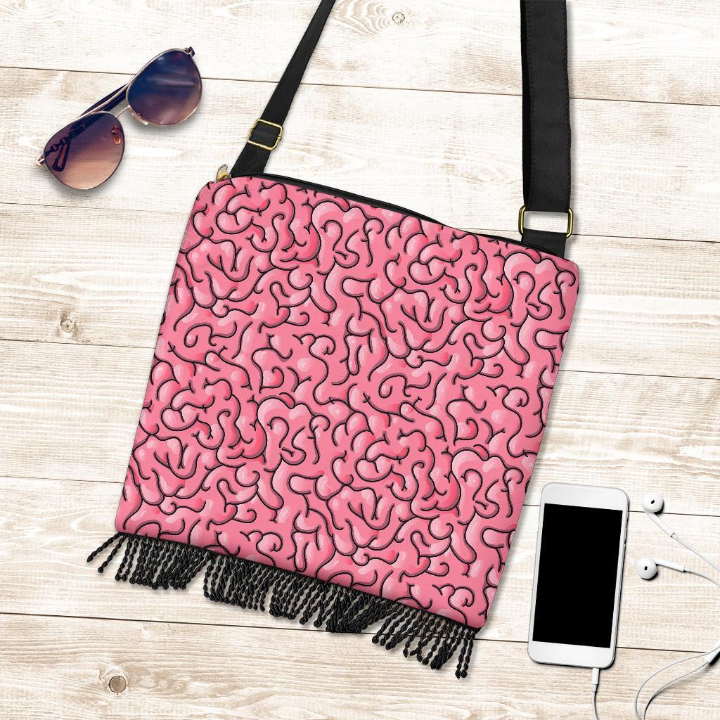 Zombie Brain Halloween Pattern Print Crossbody Bags-grizzshop