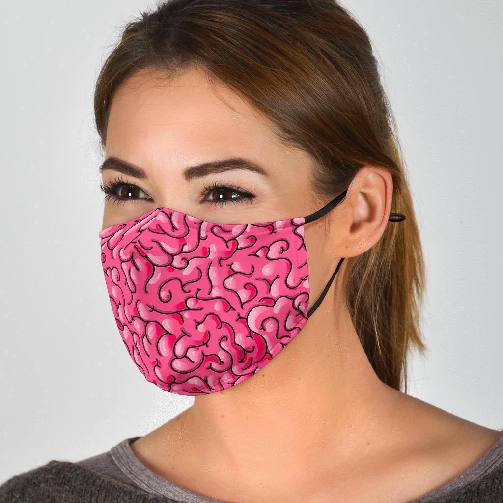 Zombie Brain Halloween Pattern Print Face Mask-grizzshop