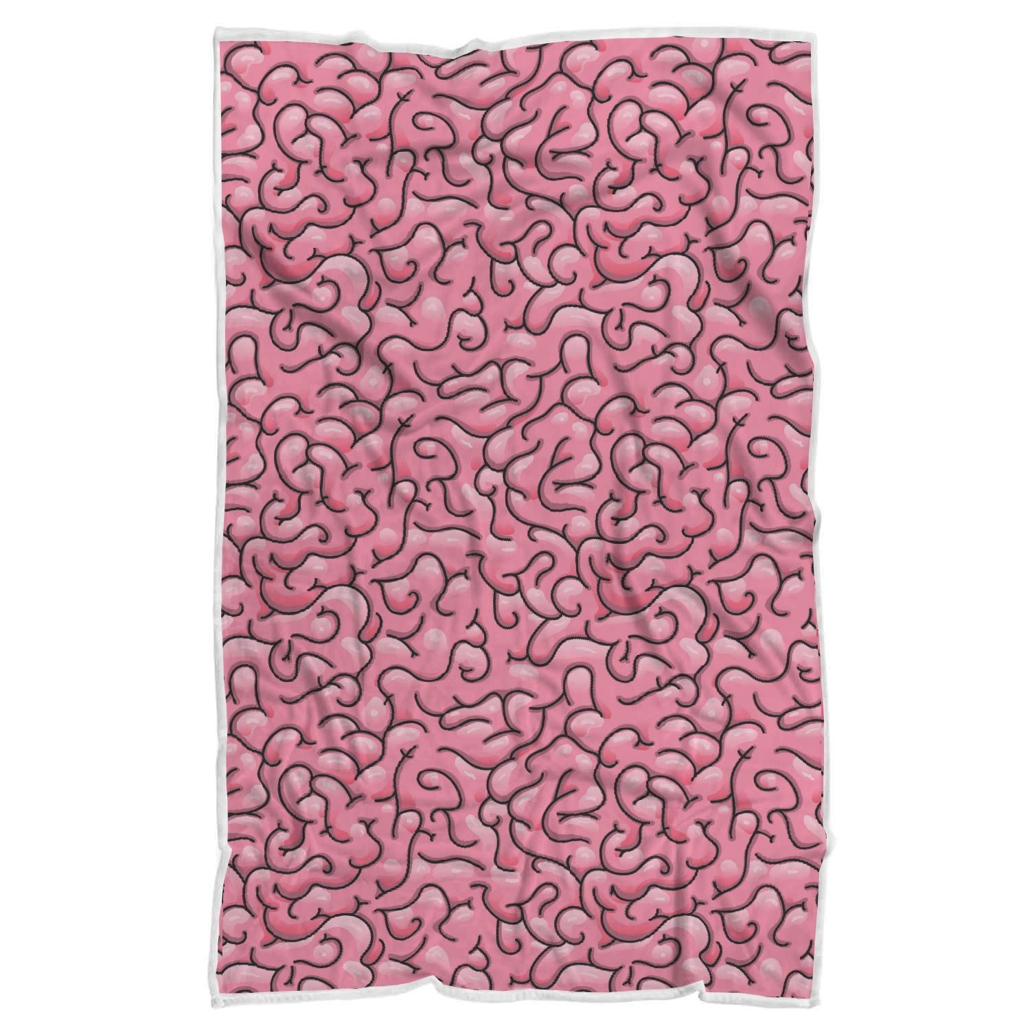 Zombie Brain Halloween Pattern Print Throw Blanket-grizzshop