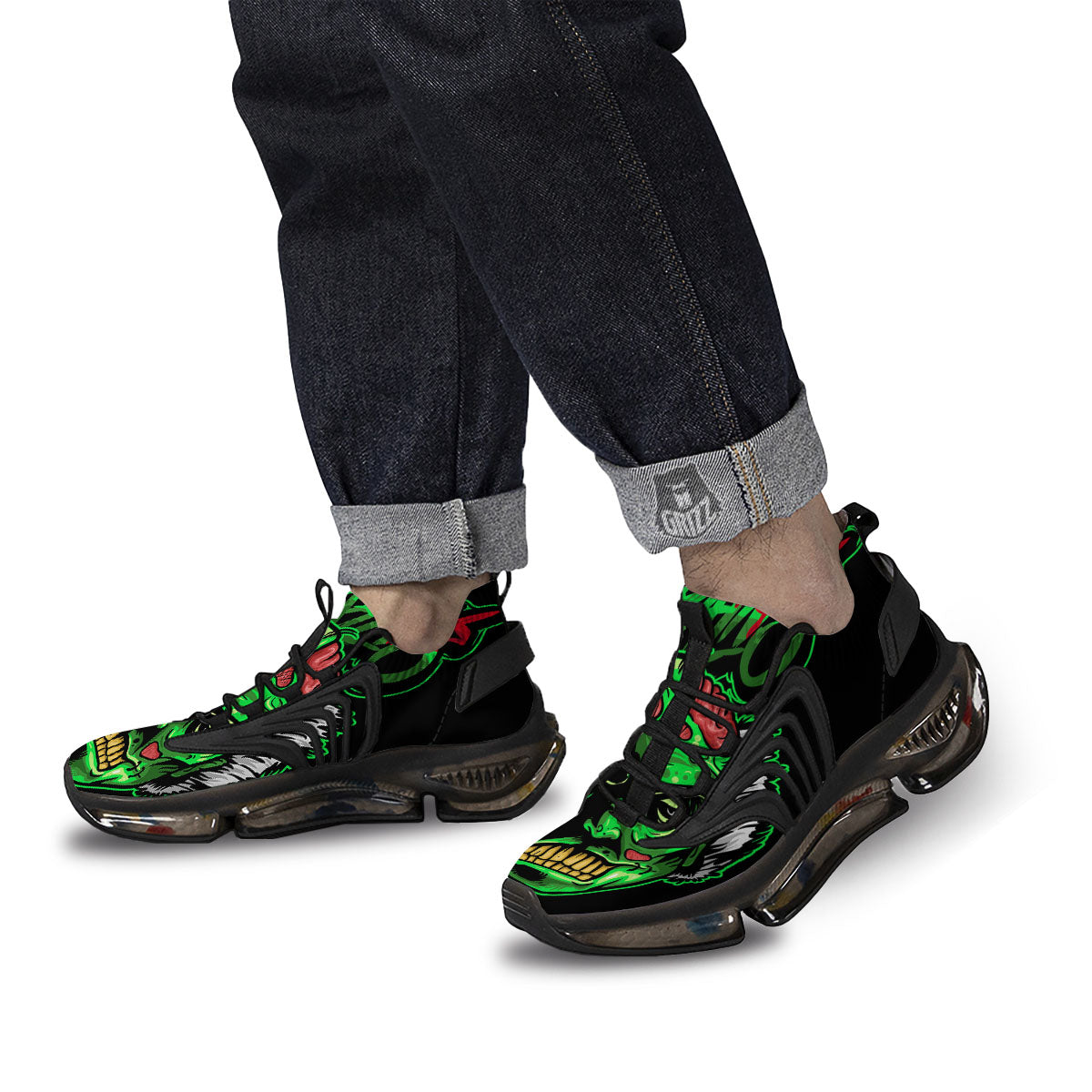 Zombie Brain Halloween Print Black Gym Shoes-grizzshop