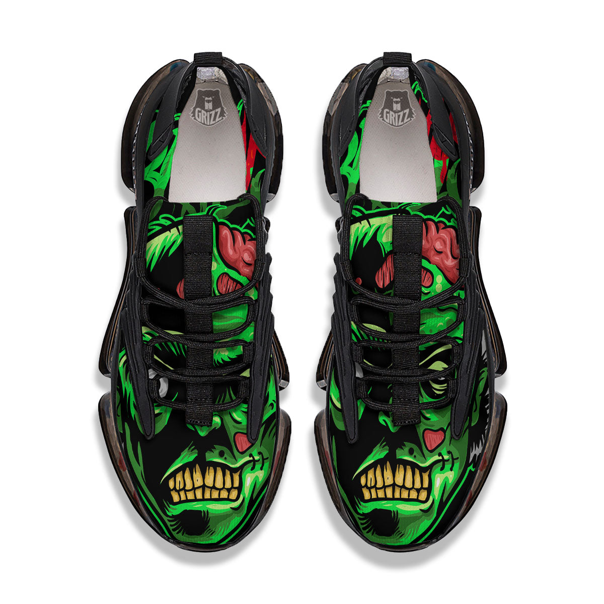 Zombie Brain Halloween Print Black Gym Shoes-grizzshop