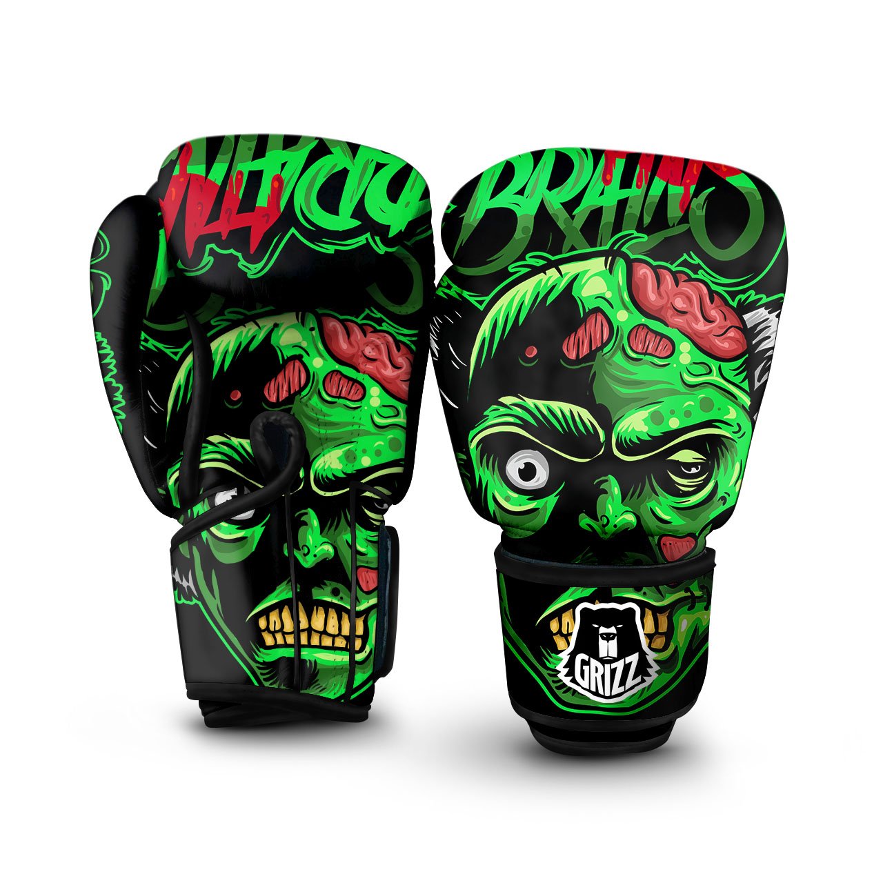 Zombie Brain Halloween Print Boxing Gloves-grizzshop