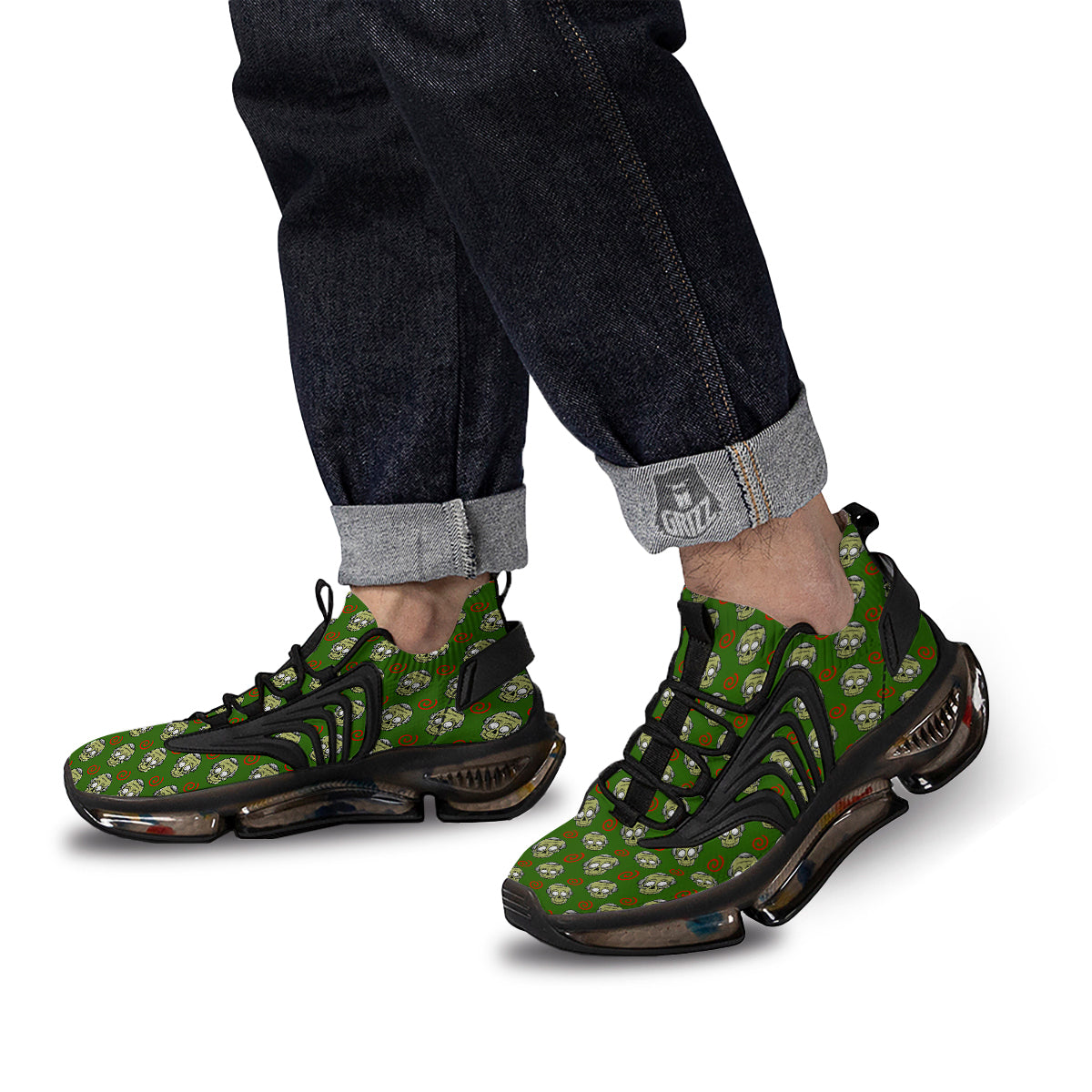 Zombie Cartoon Print Pattern Black Gym Shoes-grizzshop