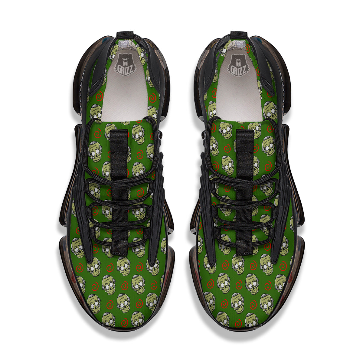 Zombie Cartoon Print Pattern Black Gym Shoes-grizzshop