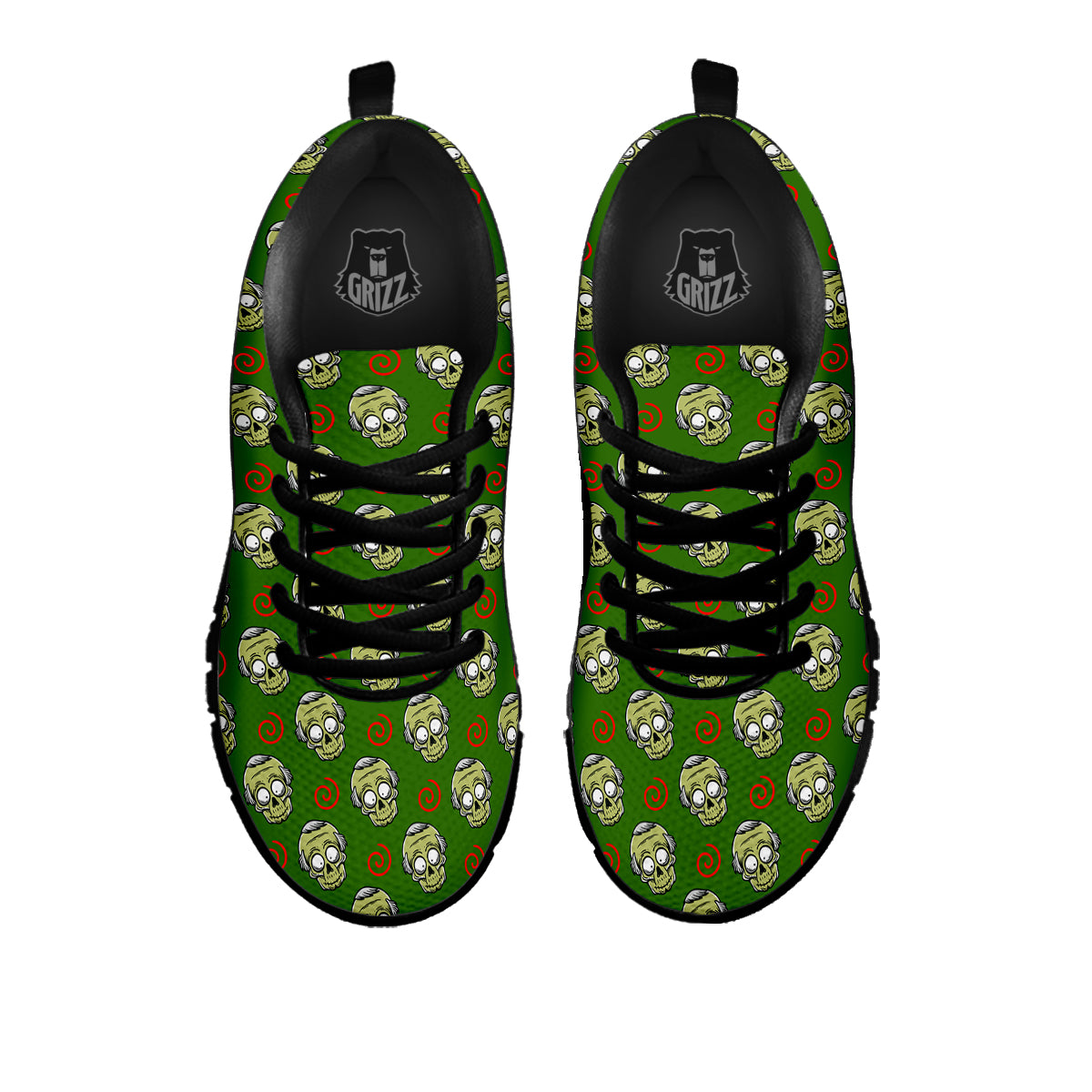 Zombie Cartoon Print Pattern Black Sneaker-grizzshop