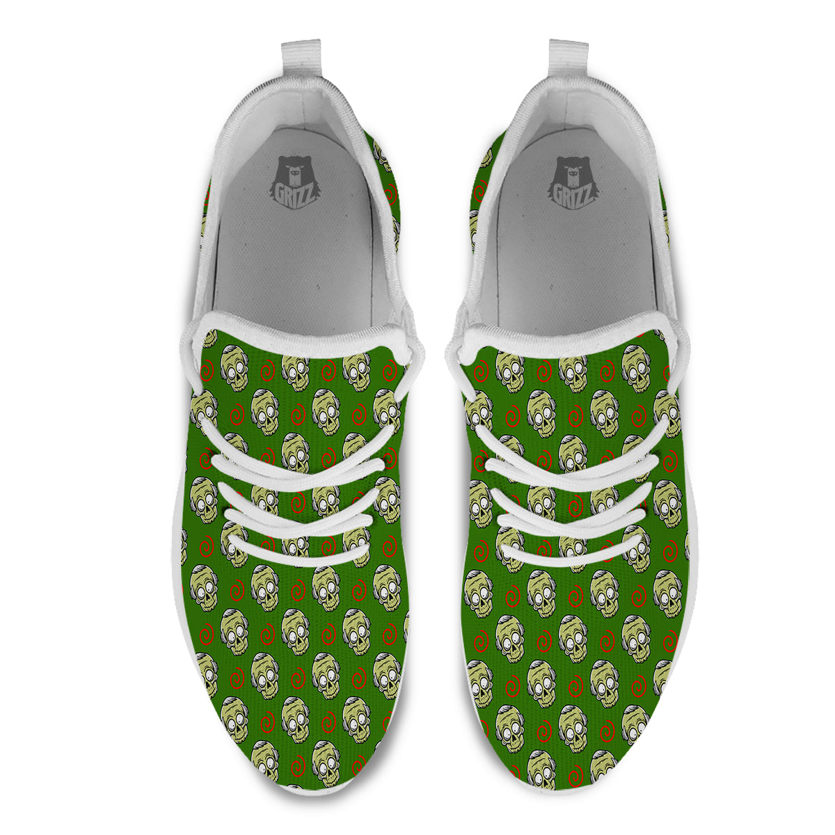 Zombie Cartoon Print Pattern White Athletic Shoes-grizzshop
