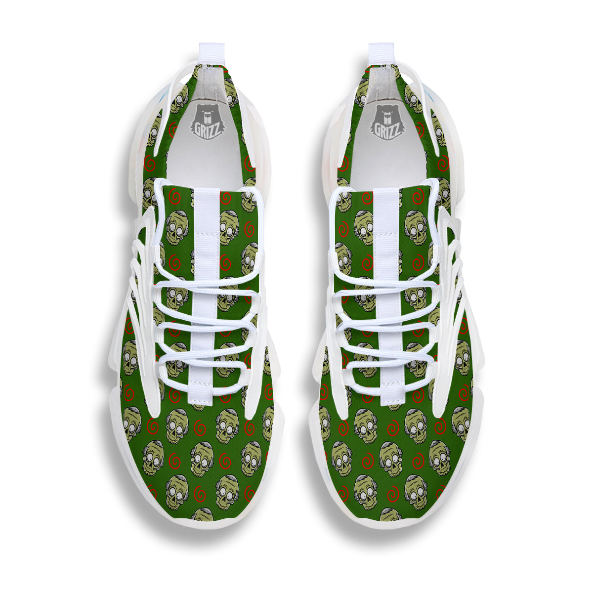 Zombie Cartoon Print Pattern White Gym Shoes-grizzshop