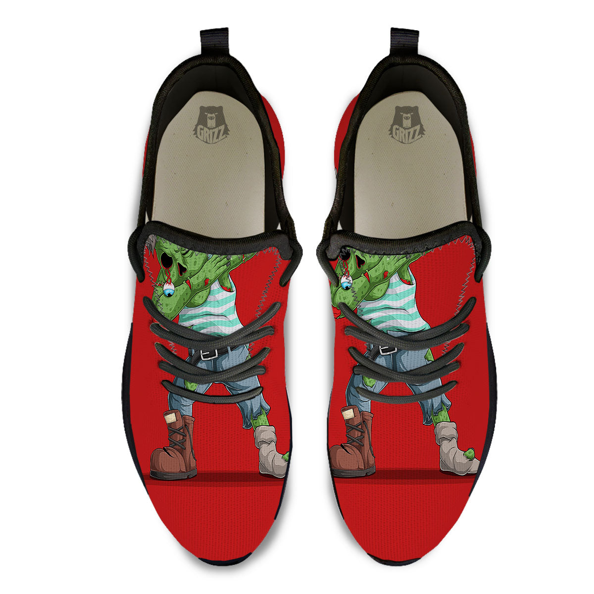 Zombie Dap Print Black Athletic Shoes-grizzshop