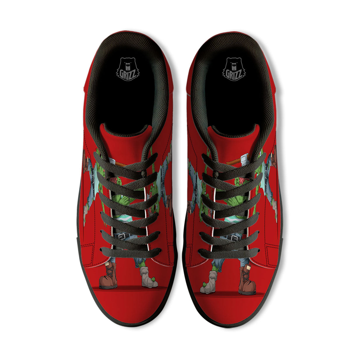 Zombie Dap Print Black Low Top Sneakers-grizzshop