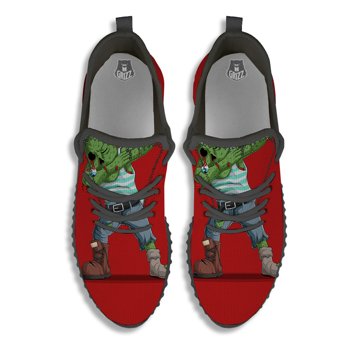 Zombie Dap Print Black Walking Shoes-grizzshop
