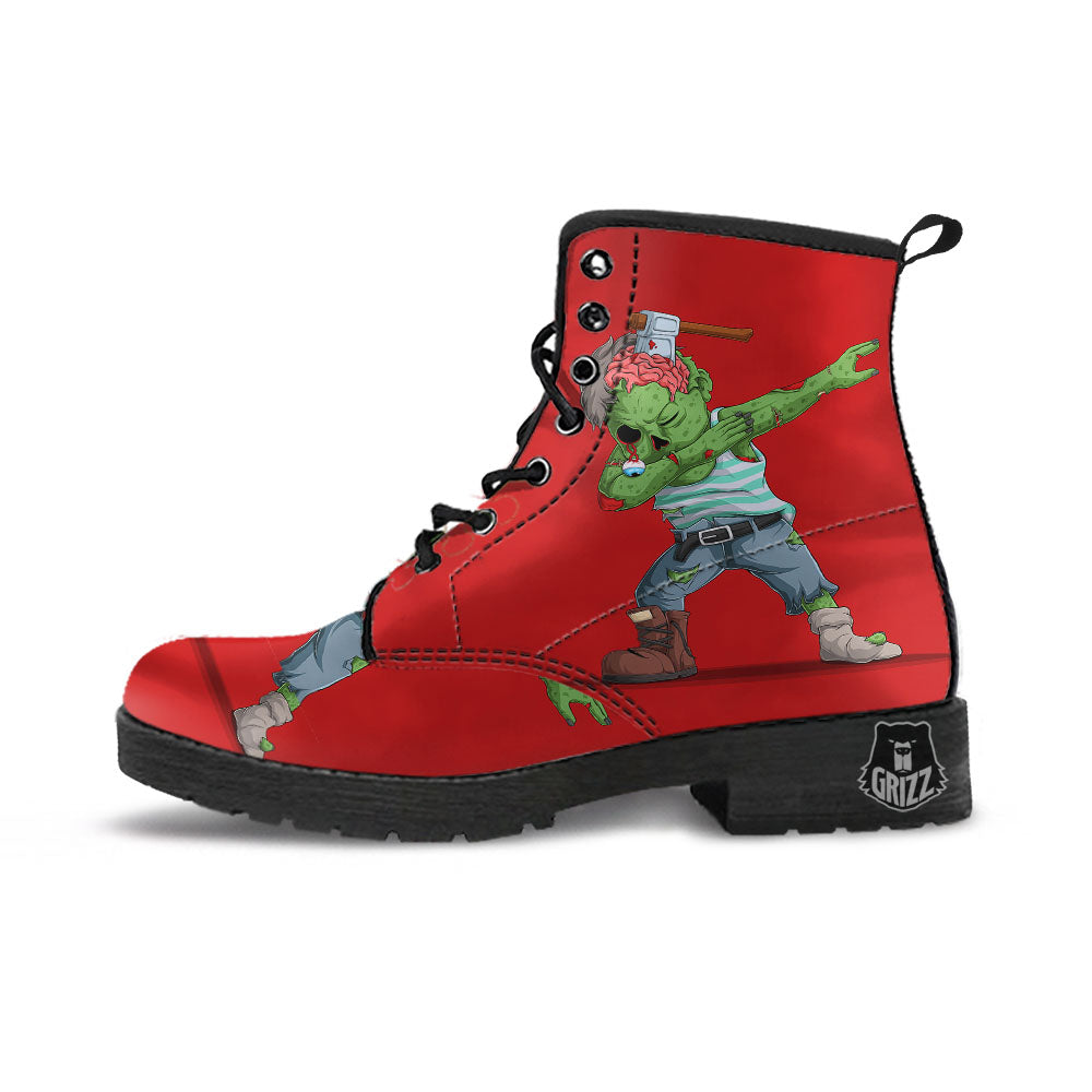 Zombie Dap Print Leather Boots-grizzshop