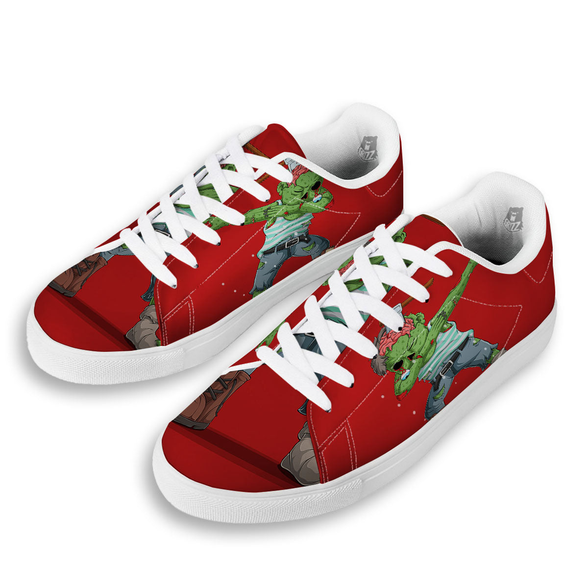 Zombie Dap Print White Low Top Sneakers-grizzshop