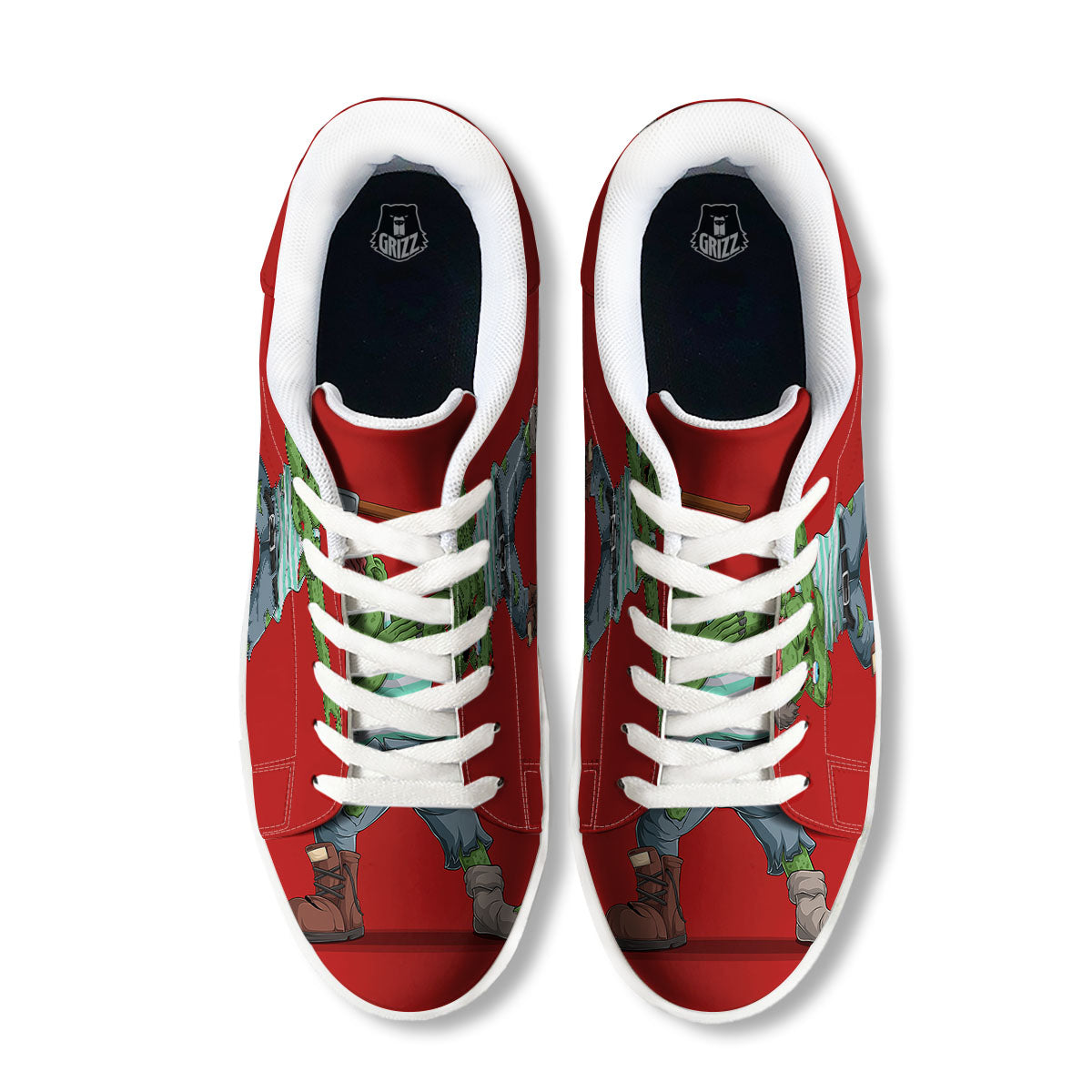 Zombie Dap Print White Low Top Sneakers-grizzshop