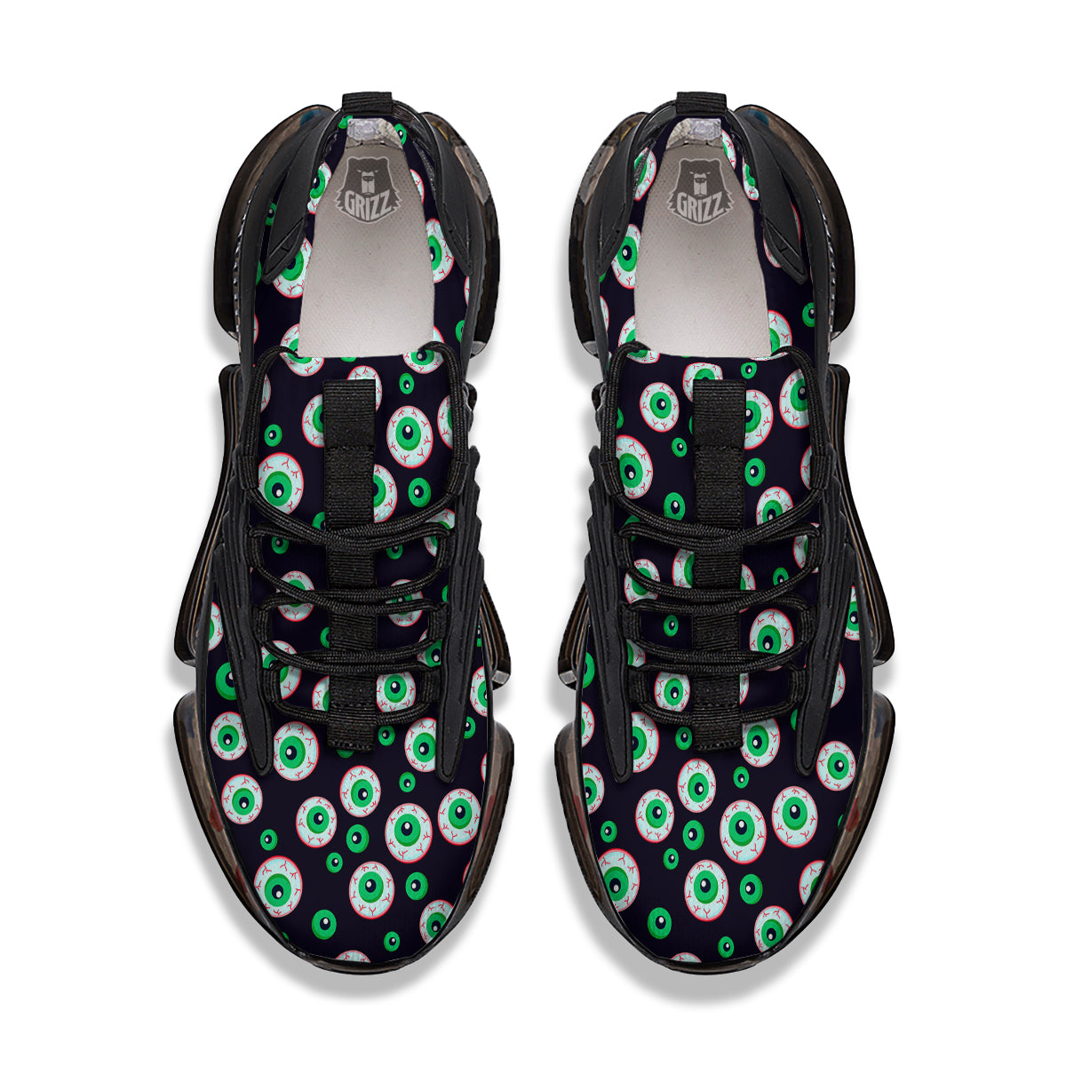 Zombie Eyeball Print Pattern Black Gym Shoes-grizzshop