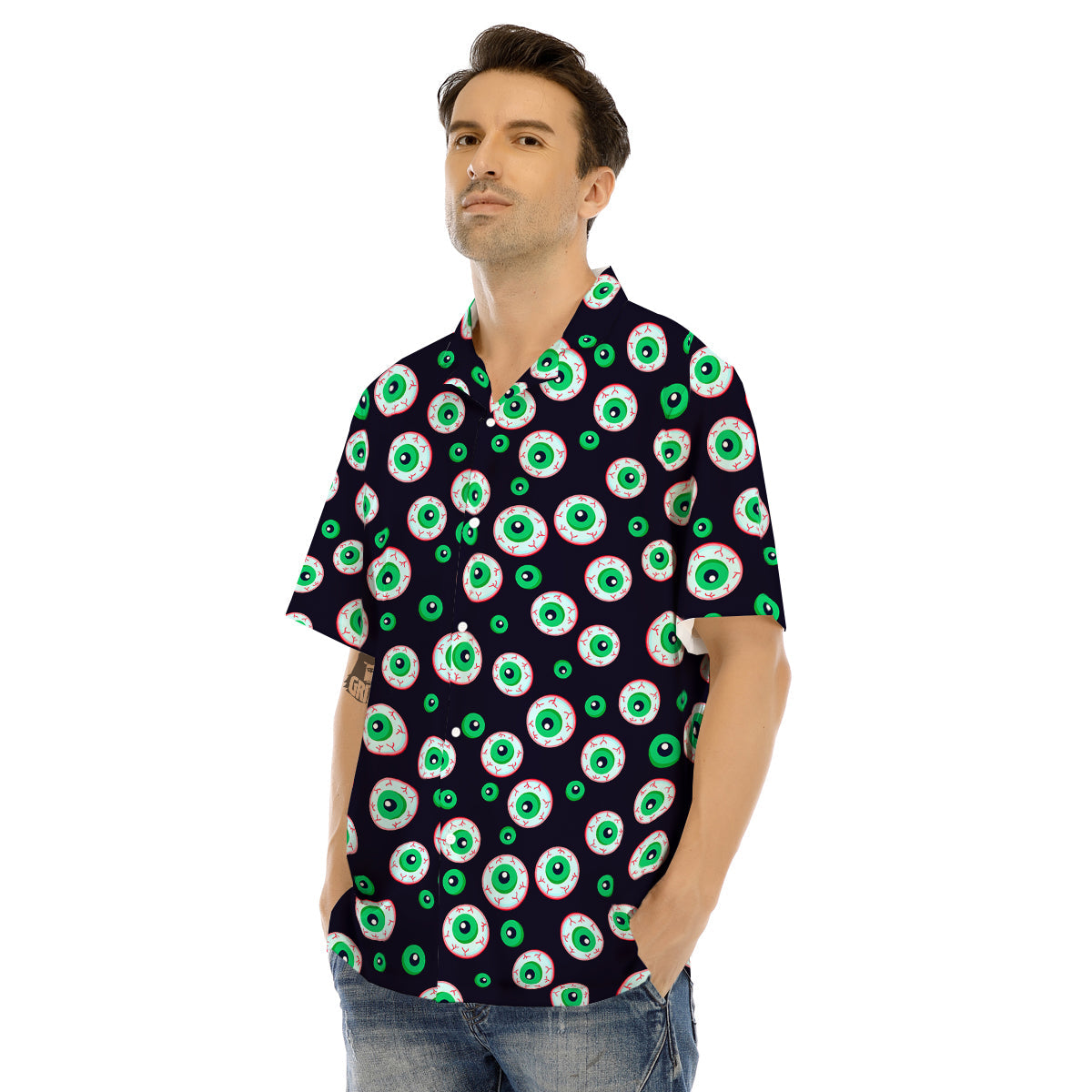 Zombie Eyeball Print Pattern Men's Hawaiian Shirt-grizzshop