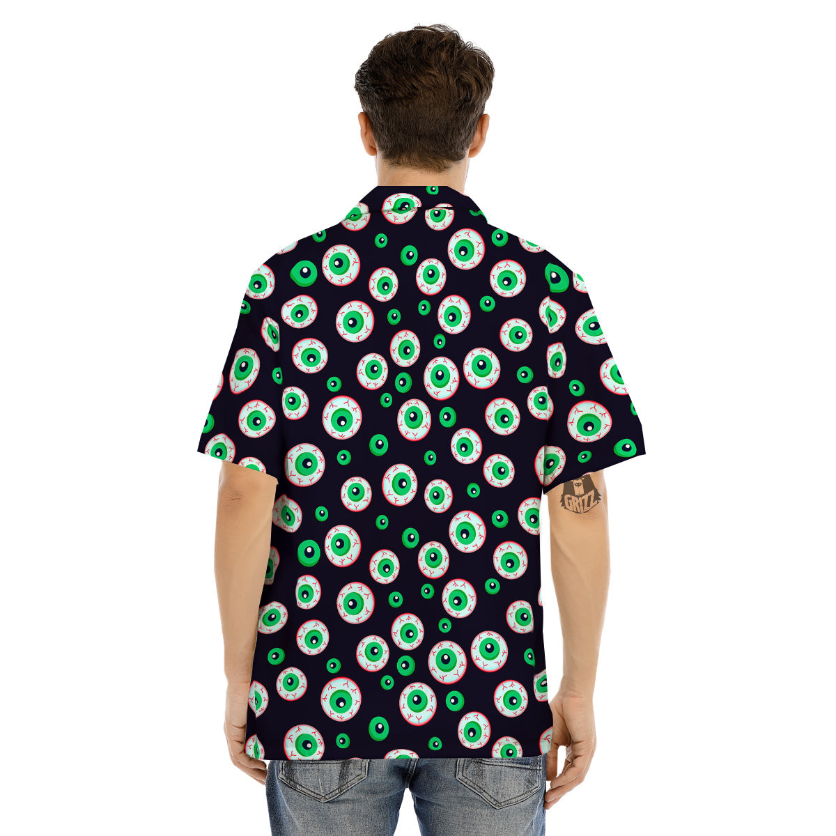 Zombie Eyeball Print Pattern Men's Hawaiian Shirt-grizzshop