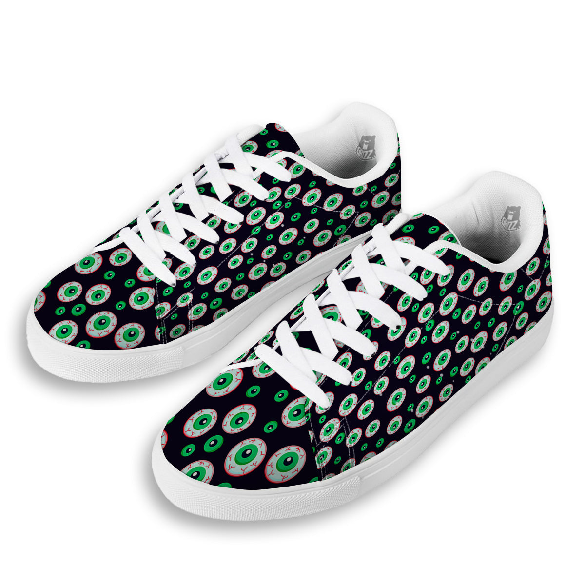 Zombie Eyeball Print Pattern White Low Top Sneakers-grizzshop