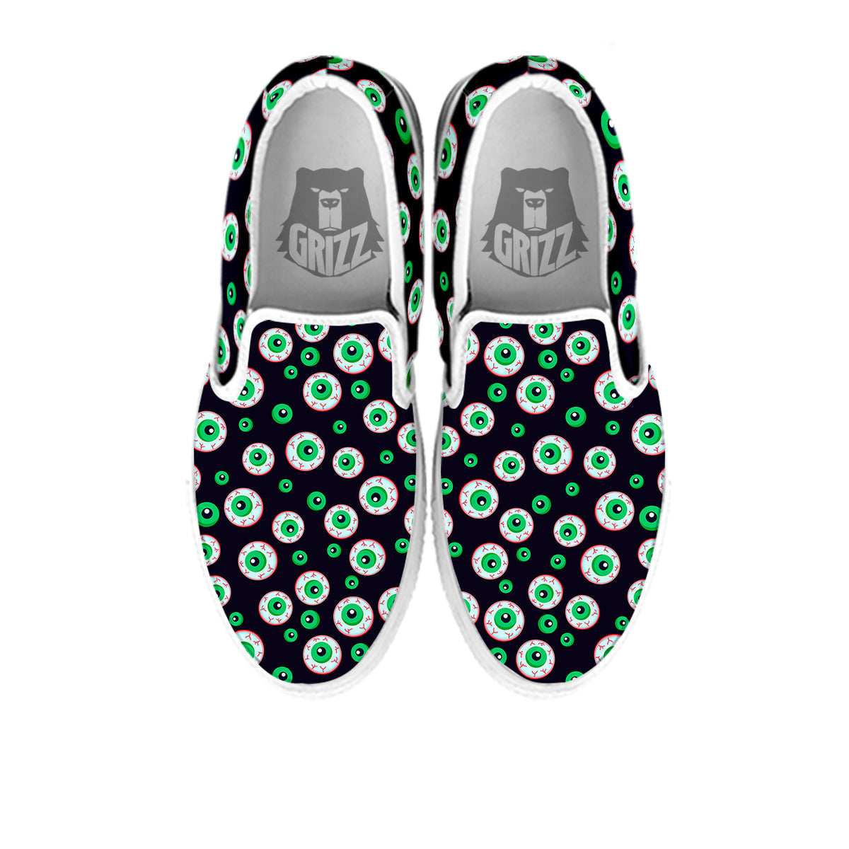 Zombie Eyeball Print Pattern White Slip On Shoes-grizzshop