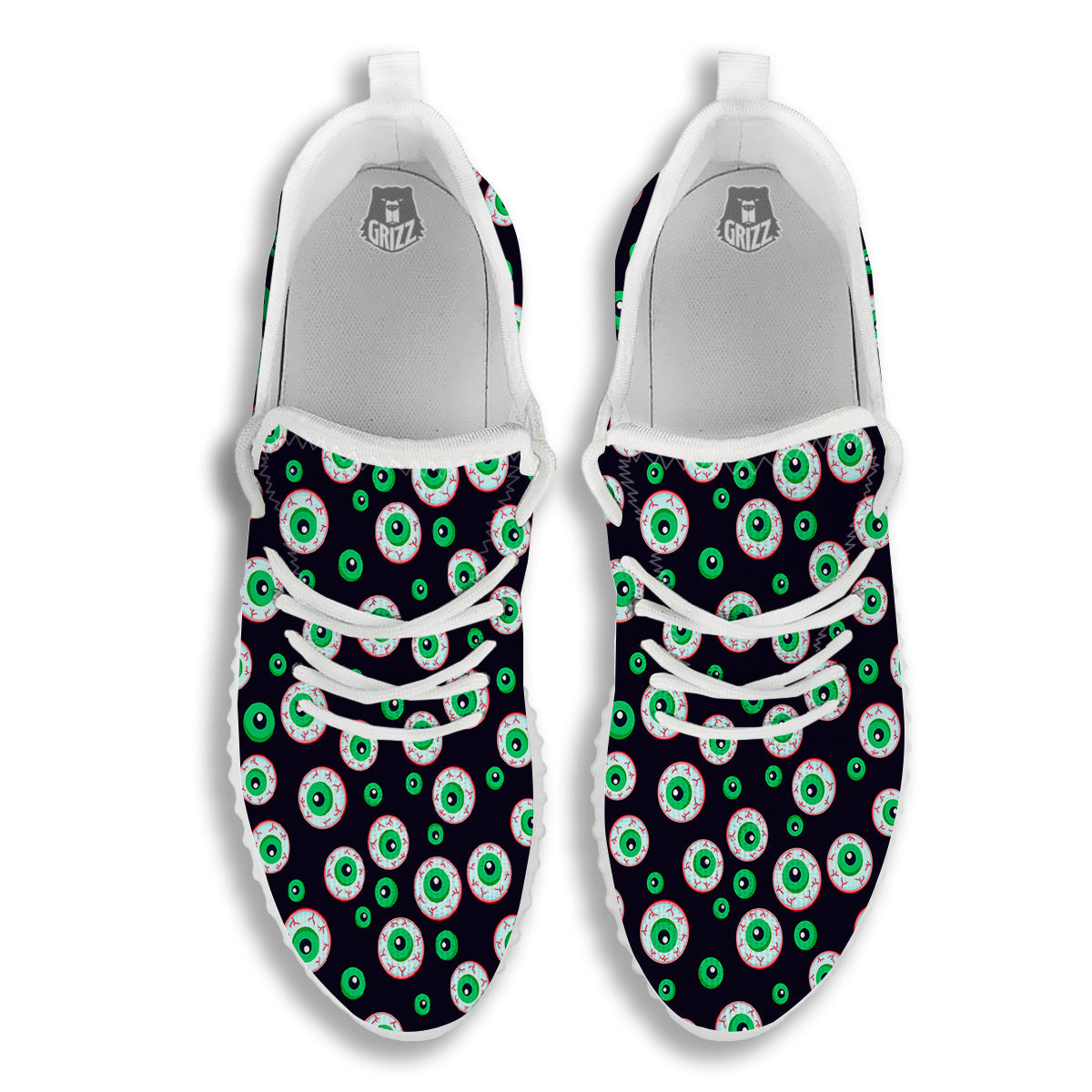 Zombie Eyeball Print Pattern White Walking Shoes-grizzshop