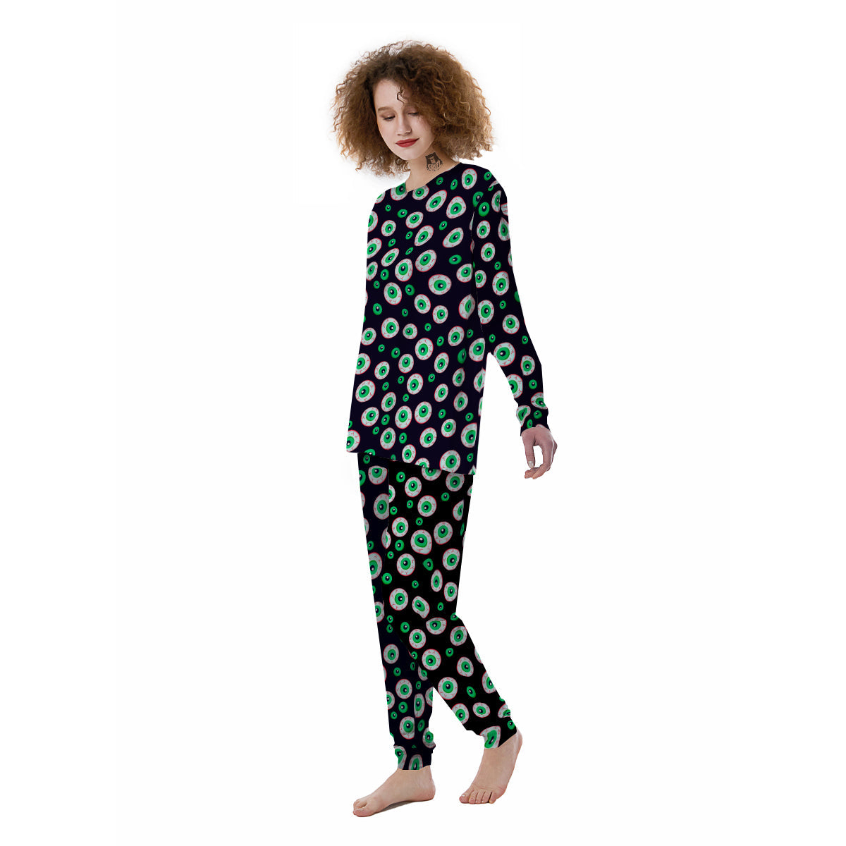 Zombie Eyeball Print Pattern Women's Pajamas-grizzshop