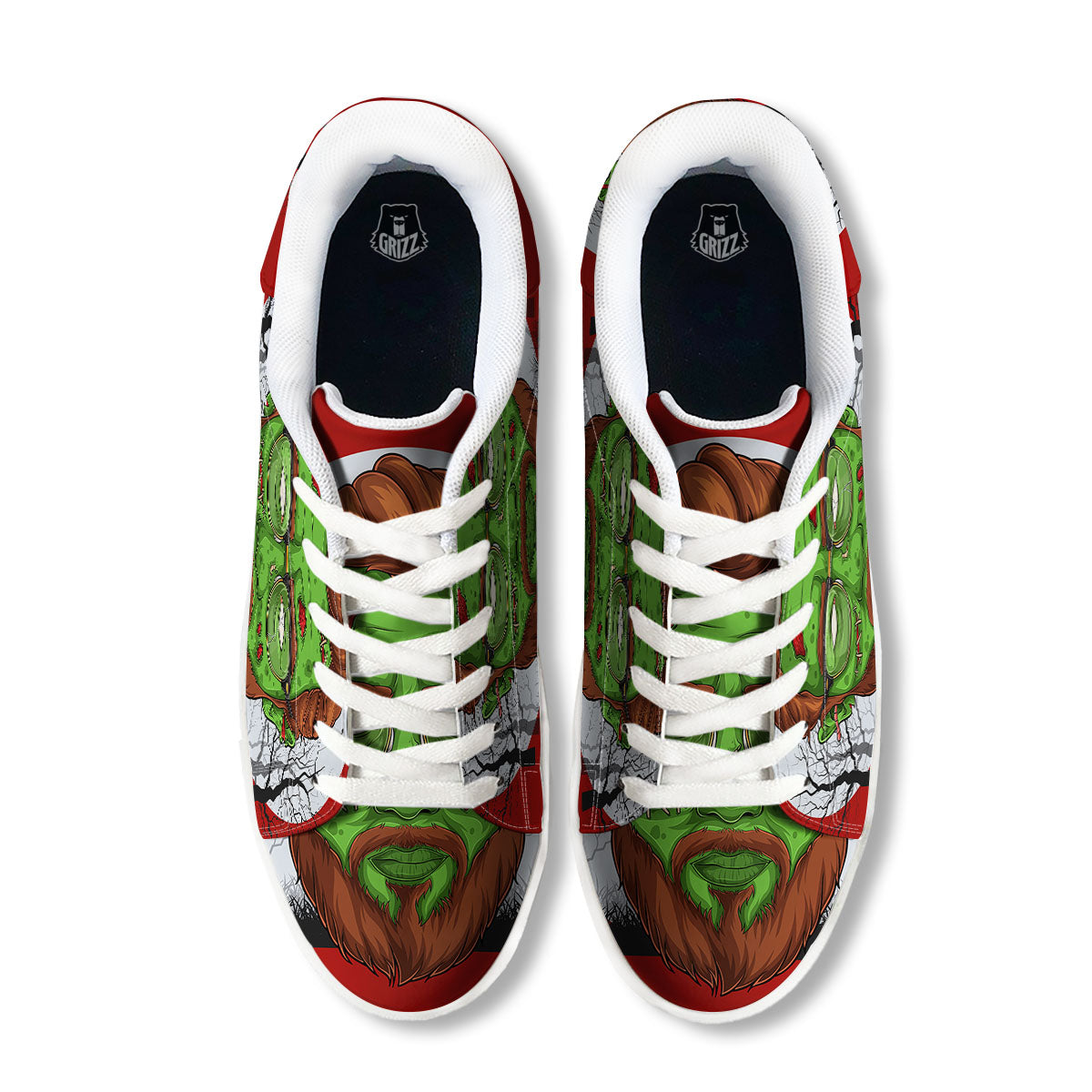Zombie Face Halloween Character Print White Low Top Sneakers-grizzshop
