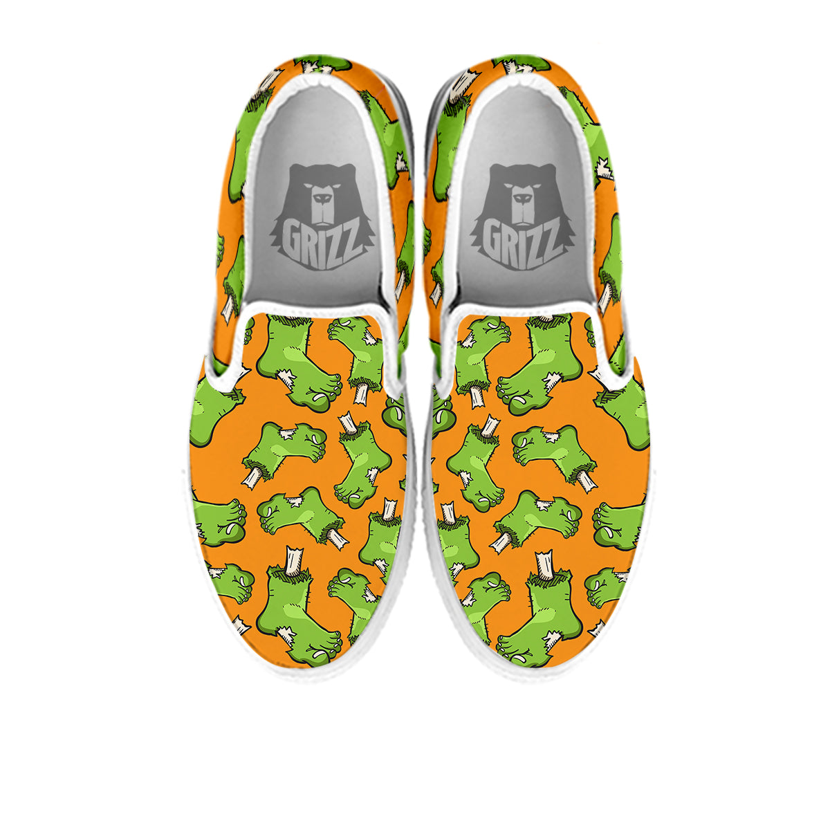 Zombie Foot Print Pattern White Slip On Shoes-grizzshop