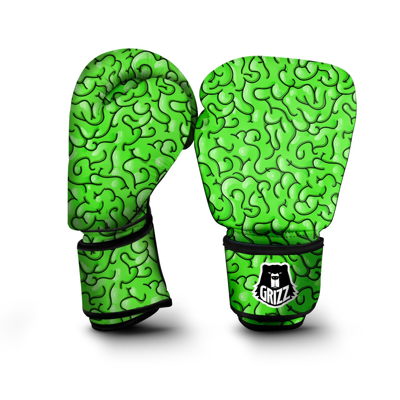 Zombie Green Brain Print Pattern Boxing Gloves-grizzshop