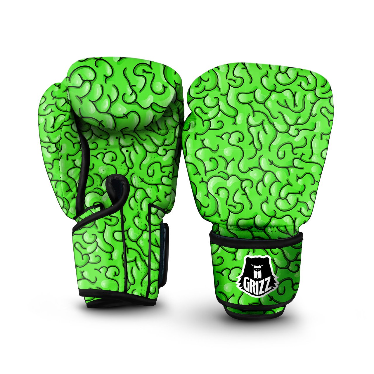 Zombie Green Brain Print Pattern Boxing Gloves-grizzshop
