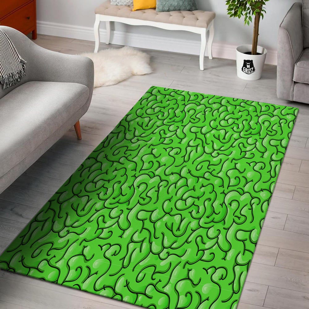 Zombie Green Brain Print Pattern Floor Mat-grizzshop