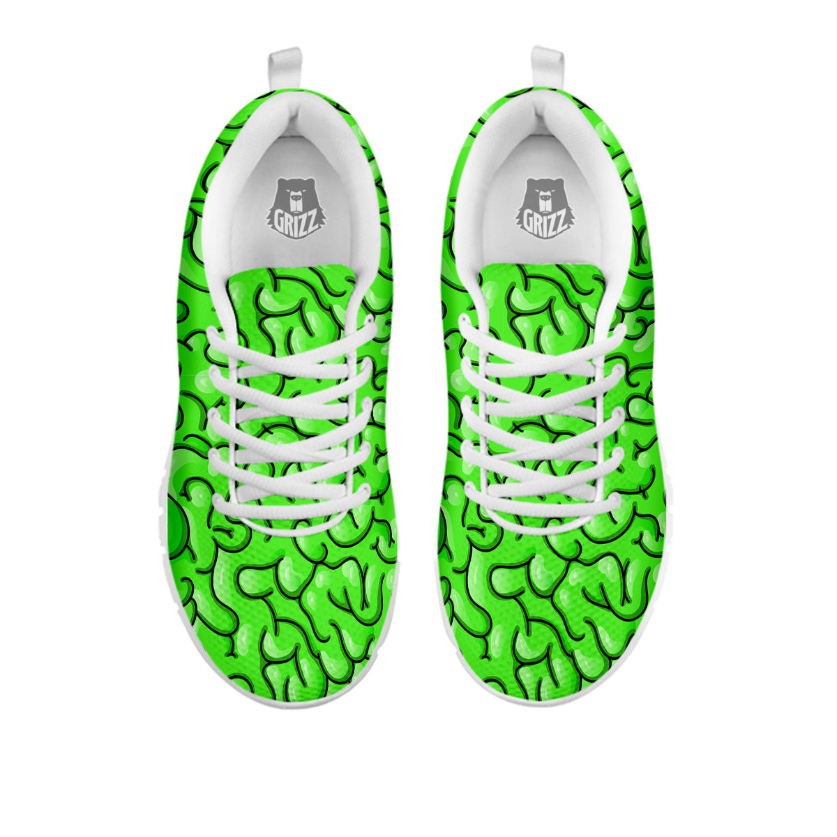 Zombie Green Brain Print Pattern White Sneaker-grizzshop