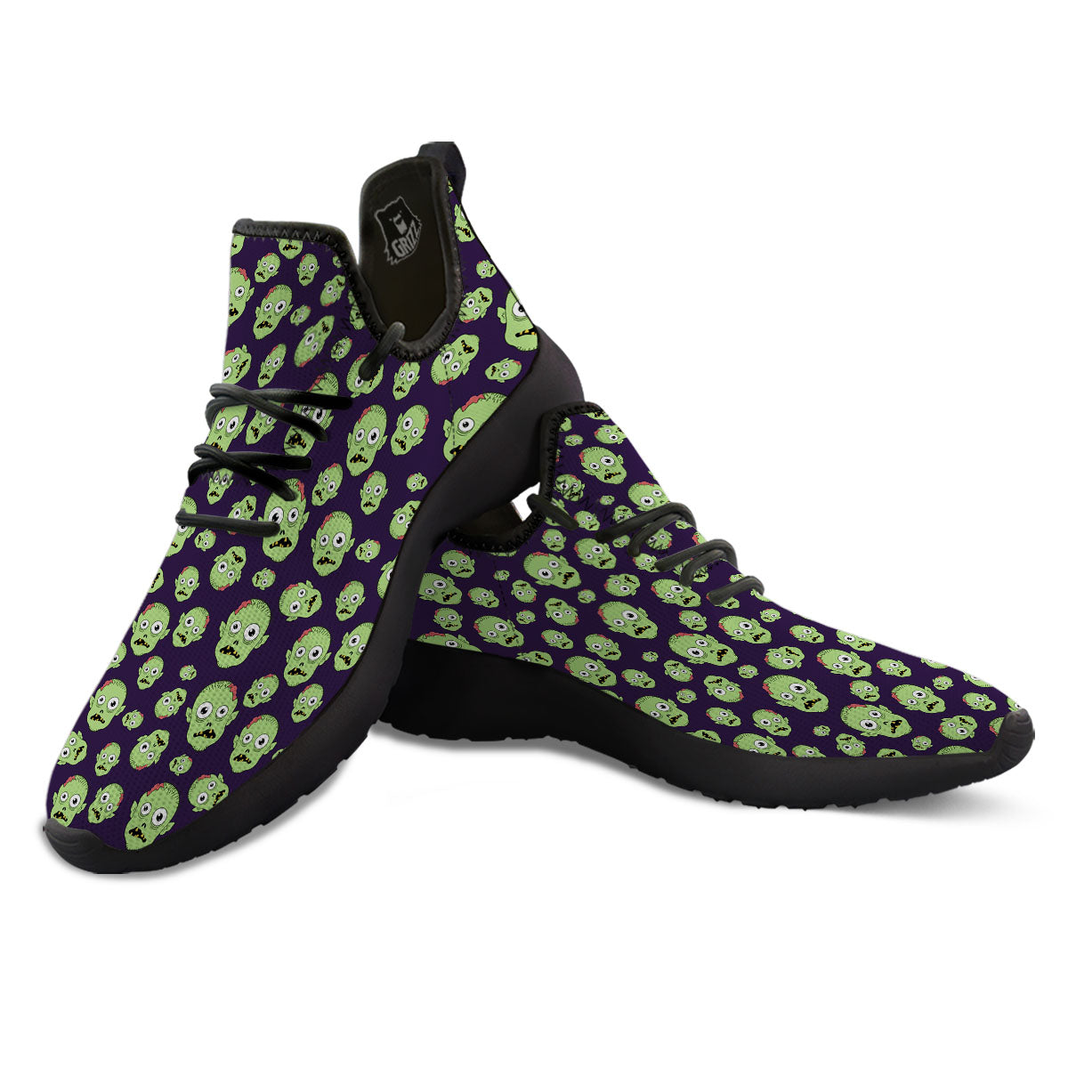Zombie Green Print Pattern Black Athletic Shoes-grizzshop